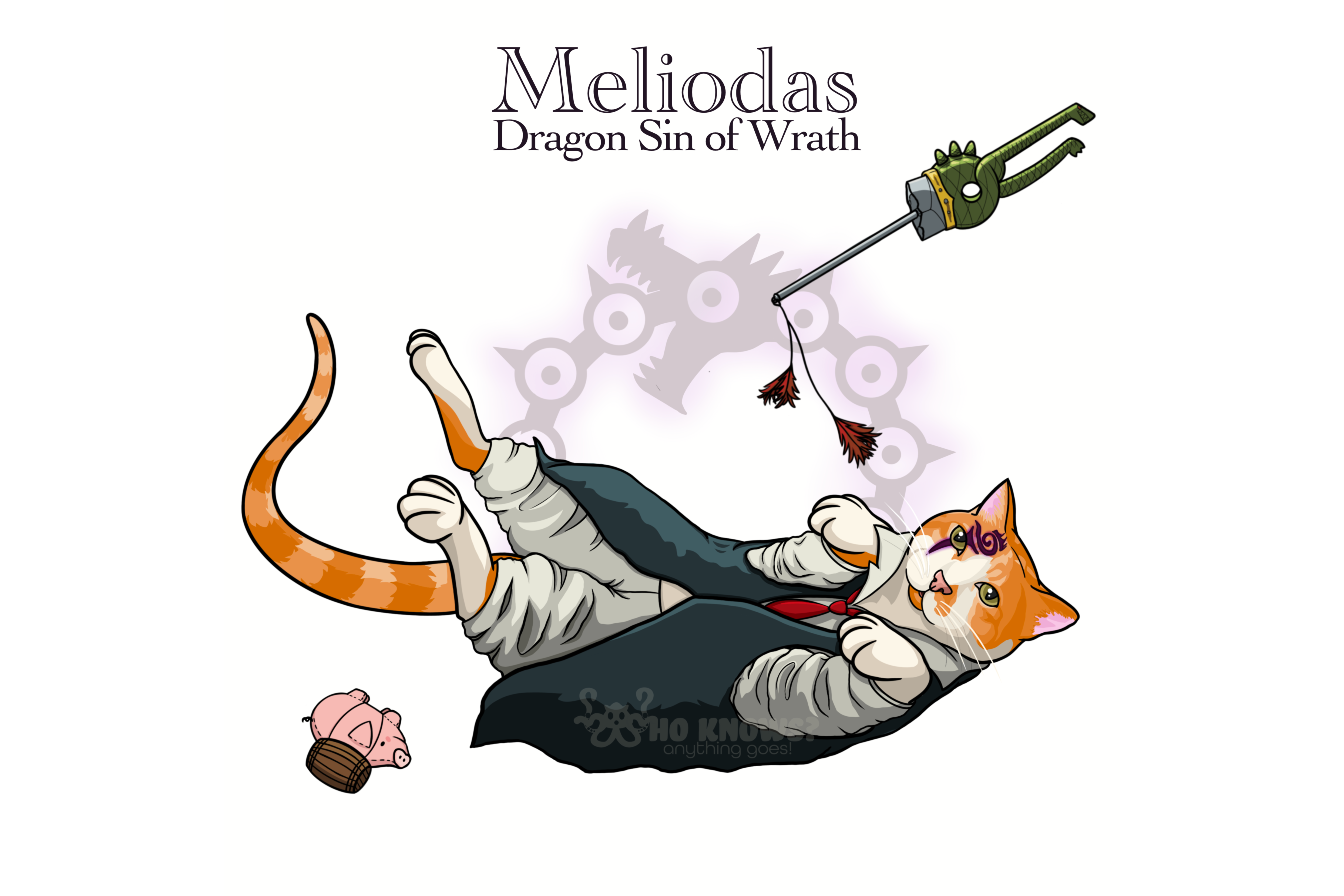 Cat dressed up like Meliodas the dragon sin of wrath